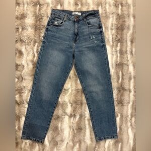 Zara Mom Fit Blue High-Waist ankle length fit Jeans